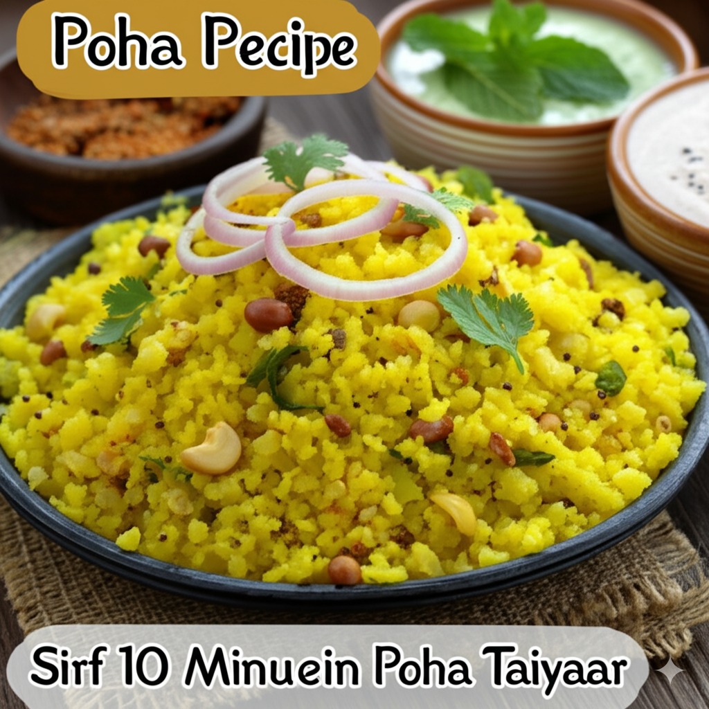 Poha Recipe in Hindi 2025 | पोहा रेसिपी (सिर्फ 10 मिनिट में पोहा तैयार )